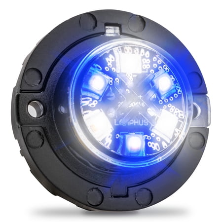 SnakeEye III BLUE WHITE LED Hideaway Strobe Light [SAE Class 1] [IP67 Waterproof] [72 Flash Modes] [Multi Units Sync-able] [Steady Override] Emergency Strobe Lights For Volunteer Firefighter