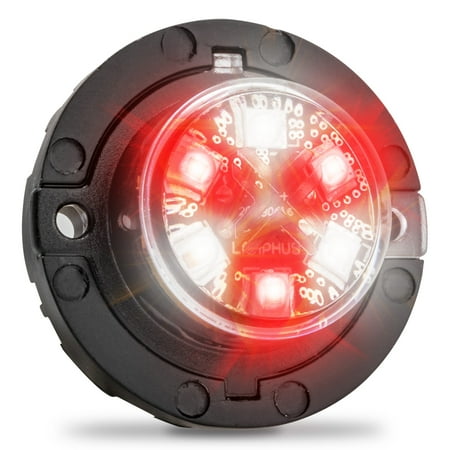 SnakeEye III RED WHITE LED Hideaway Strobe Light [SAE Class 1] [IP67 Waterproof] [72 Flash Modes] [Multi Units Sync-able] [Steady Override] Emergency Strobe Lights For Volunteer Firefighter