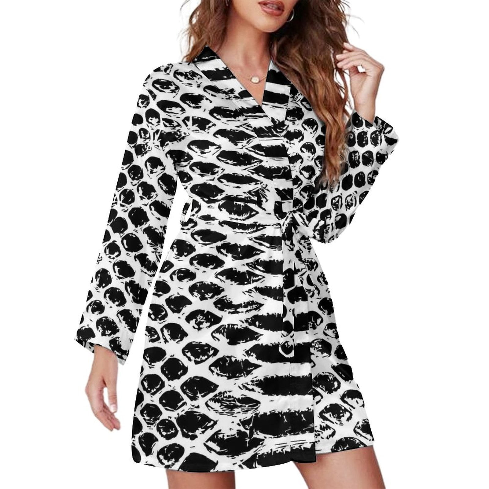 Snakes Print Pajama Robe Black and Red Python Long Sleeve Sleep Pajamas ...