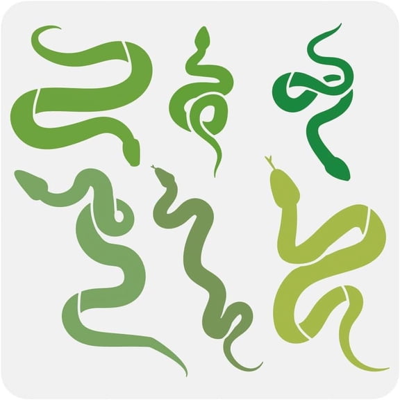 Snakes Stencil 11.8x11.8 Plastic Snake Pattern Reusable Animal Theme Template for Painting on Wood Floor Wall Tile Canvas Fabric and Furniture Mixed Color