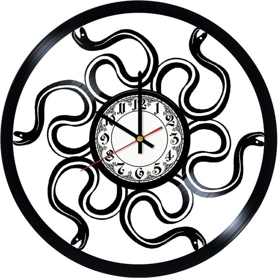 Snakes Style Vinyl Wall Clock,Vinyl Record Clock Wall Art Unique Bedroom kitchen kid Room Decorations Handmade Gift 12 inches