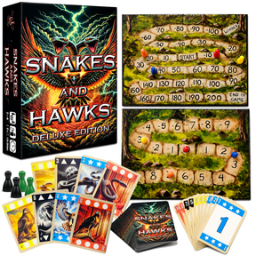 Snakes and Hawks Card Game Deluxe Edition, Strategic Trick-Taking Family Card Game with Score Boards, 2-6 Players with Rotating Partner System