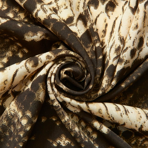 Snakeskin Crepe De Chine Print Fabric - Beige Sheer Polyester 57" By The Yard