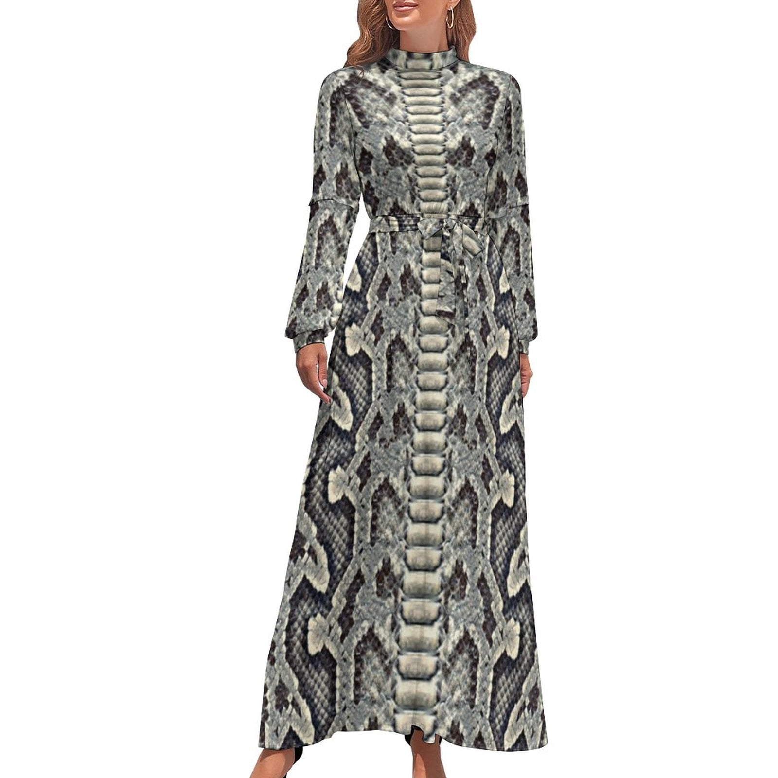 long sleeve snakeskin dress Stylish Snakeskin Print Long Sleeve Mini Dress