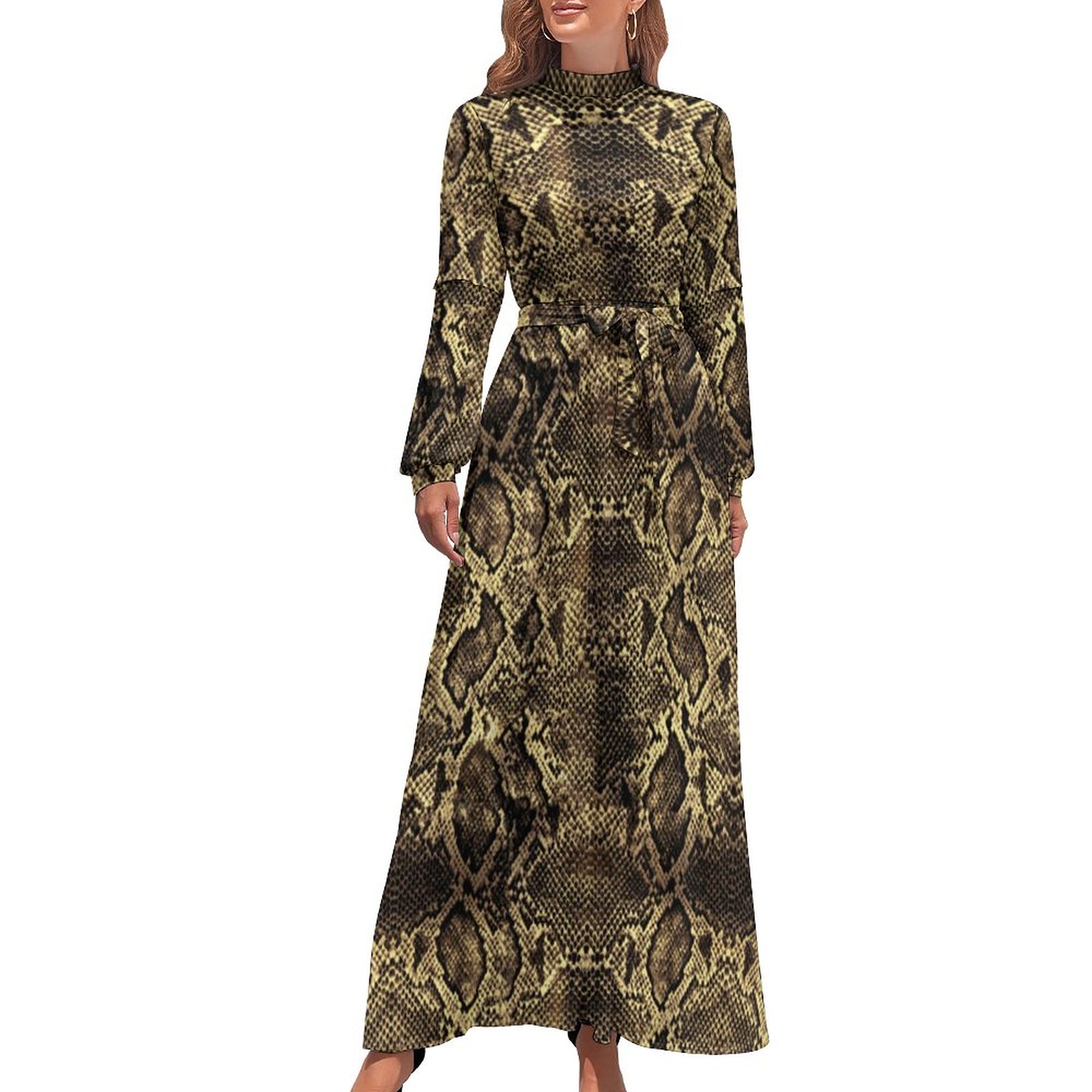 Snakeskin Dress Long-Sleeve Brown Snake Print Maxi Dress High Waist Stylish Printed Bohemia Long Dresses Gift - Walmart.com Snakeskin Dress Long-Sleeve Brown Snake Print Maxi Dress High Waist Stylish Printed Bohemia Long Dresses Gift - Walmart.com