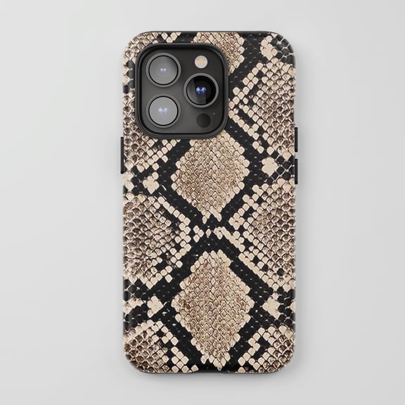 Snakeskin For iPhone Protective Phone Case Exotic Animal Print Brown Black