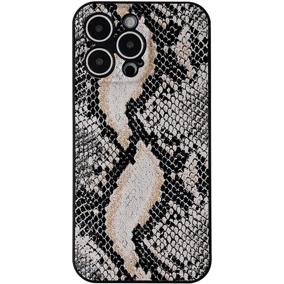 Snakeskin Leather Phone Case Compatible with iPhone 15 Pro,Luxury Python Stylish Trendy Retro Design Camera Full Protective Slim Classic Girls Women Cover for iPhone 15pro 6.1",Brown
