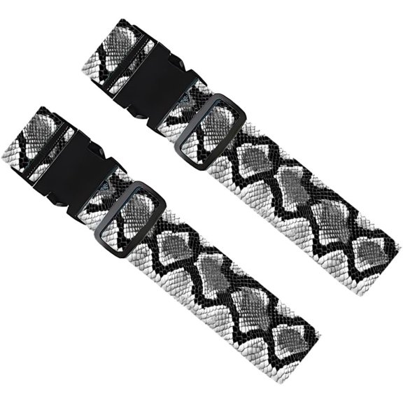 Snakeskin Luggage Straps 2 Pack Python Scale Print Suitcase Belts with Quick-Release Buckle, Bold Fashion Travel Accessories