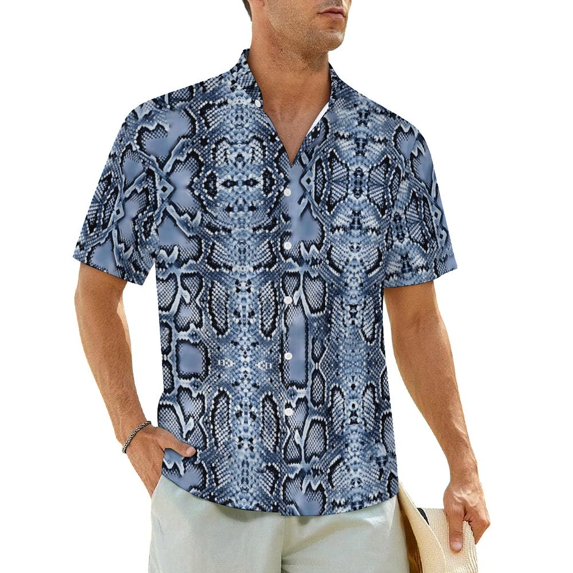 Snakeskin Print Beach Shirt Greys and Silvers Hawaii Casual Shirts Male Novelty Blouses Sh