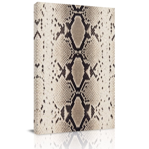 Snakeskin Print Canvas Wall Art for Living Room, Boho Brown Beige Reptile Scales Animal Texture Wall Decor Framed Artwork Pictures Ready to Hang for Bedroom Office Home Decor