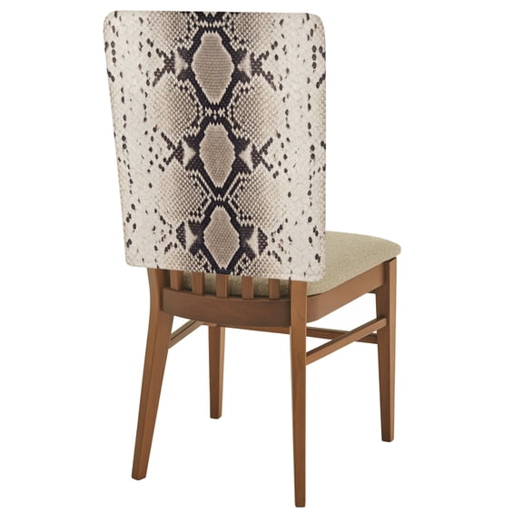 Snakeskin Print Chair Back Covers Set of 1, Boho Brown Beige Reptile Scales Animal Texture Removable Dining Seat Cover Washable Kitchen Chair Slipcovers Protective for Party Decoration 19x20in