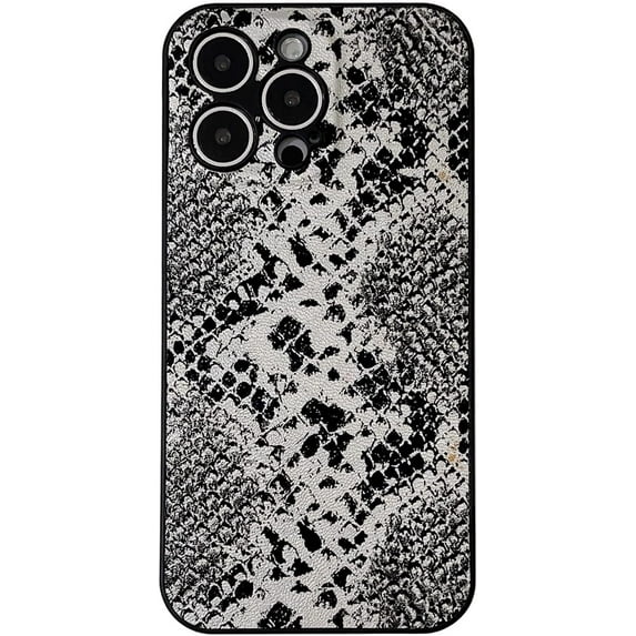 Snakeskin Print Leather Phone Case Compatible with iPhone 13(NOT Pro),Luxury Stylish Trendy Retro Design Camera Full Protective Slim Classic Girls Women Cover for iPhone13 6.1",White