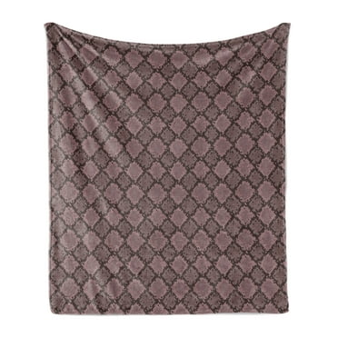 Snakeskin Print Soft Flannel Fleece Throw Blanket, Wild Reptile Animal Skin Fashion Item Pattern, Cozy Plush for Indoor and Outdoor Use, 50" x 70", Mauve Taupe Dark Mauve, by Ambesonne