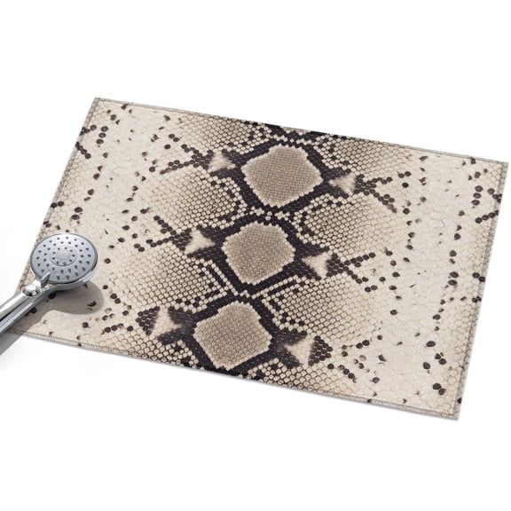 Snakeskin Print Washable Area Rug 2 x 3 ft Boho Brown Beige Reptile Scales Animal Texture Soft Non Slip Rugs Stain Repellent Indoor Felt Carpet for Living Dining Room Bedroom Home Office