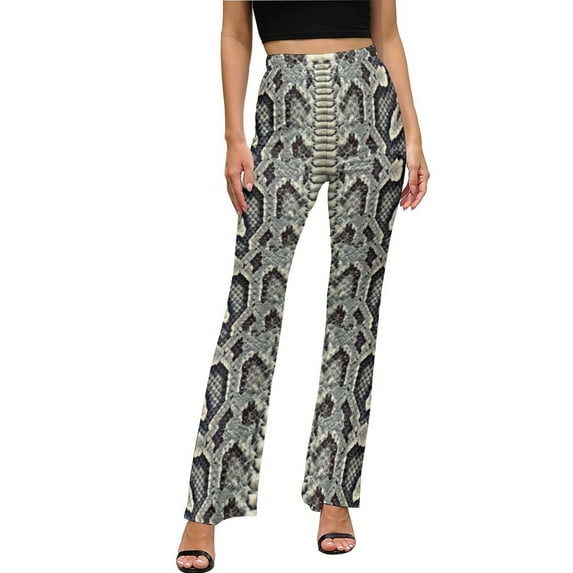 Snakeskin Python Pants High Waisted Animal Print Aesthetic Flared Pants Summer Home Printed Oversized Trousers
