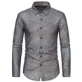thumbnail image 1 of Snakeskin Stamping Men's Long Sleeve Shirt Stylish Glossy Stagewear Banquet Fashion Formal Casual Elegant Comfortable Slim Fit Mens Casual Crew Neck Basic Tees, 1 of 7