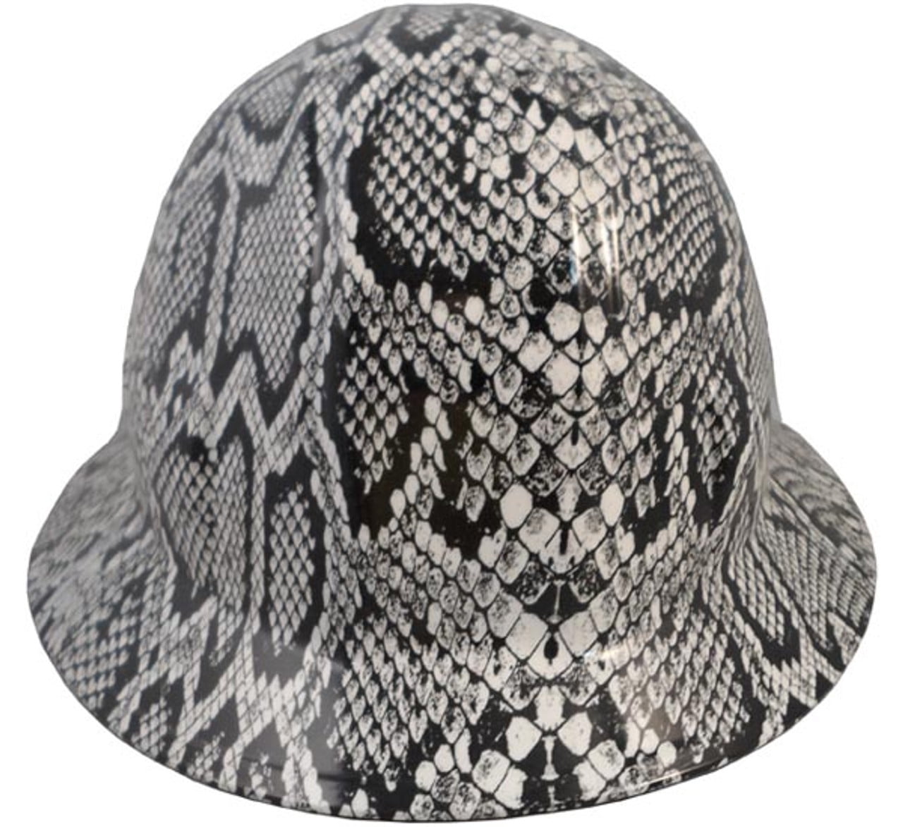 Snakeskin White Hydro Dipped Hard Hats Full Brim Style