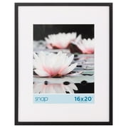 Snap - 16x20 Black Wall Picture Frame - Single White Mat - Matted for 11x14 Pictures