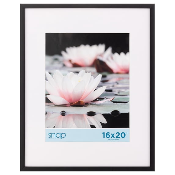 Snap - 16"x20" Black Wall Picture Frame - Single White Mat - Matted for 11"x14" Pictures