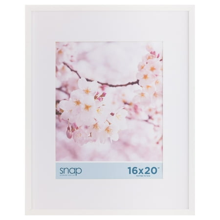 Snap 16"x20" White Wall Picture Frame - Single White Mat - Matted for 11"x14" Photos