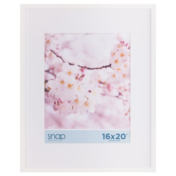 Snap 16"x20" White Wall Picture Frame - Single White Mat - Matted for 11"x14" Photos