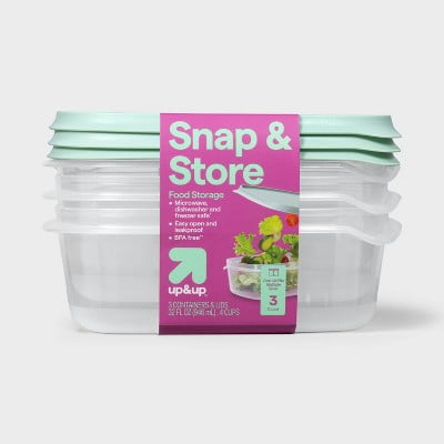 Snap & Store Rectangle Food Storage Containers - 32 fl oz/3ct - up&up: Stackable Design, BPA-Free