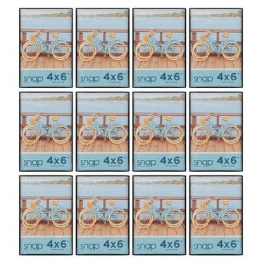 Snap 4''x6'' Front Loading Narrow Wall Photo Frame, Home or Office Decor, Set of 12 -Black
