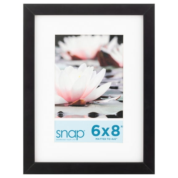 Snap 6x8 Tabletop and Wall Mount Picture Frame with 4x6 Single White Mat Opening - Black