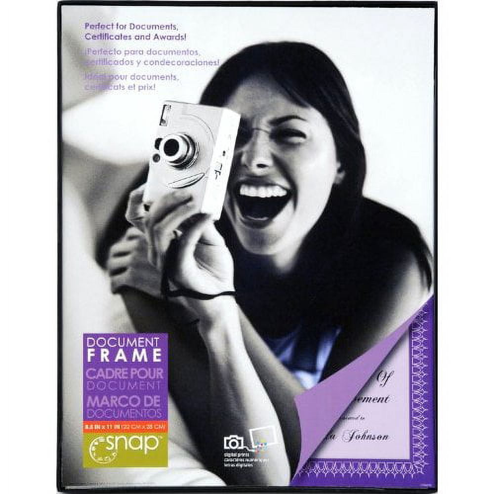 Snap 8.5x11 Front Loading Document Frame, Black