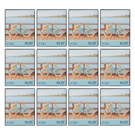 Snap - 8"x10" Front Loading Narrow Wall Photo Frame - Set of 12 - Showcase Memories - Black