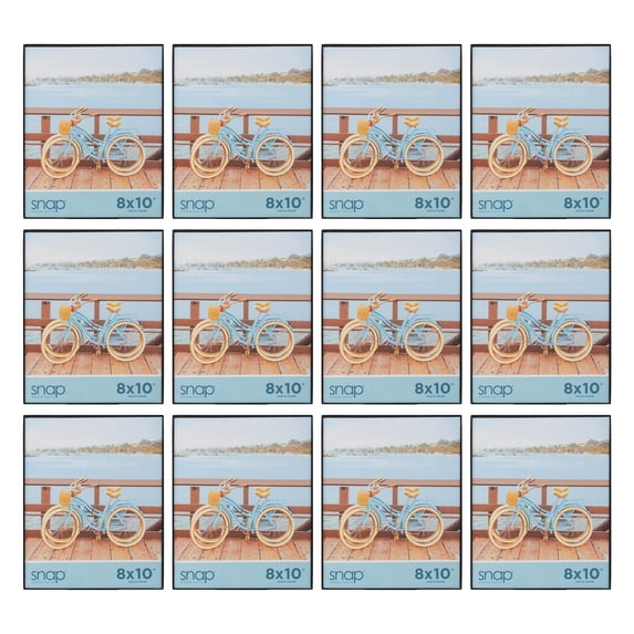 Snap - 8"x10" Front Loading Narrow Wall Photo Frame - Set of 12 - Showcase Memories - Black