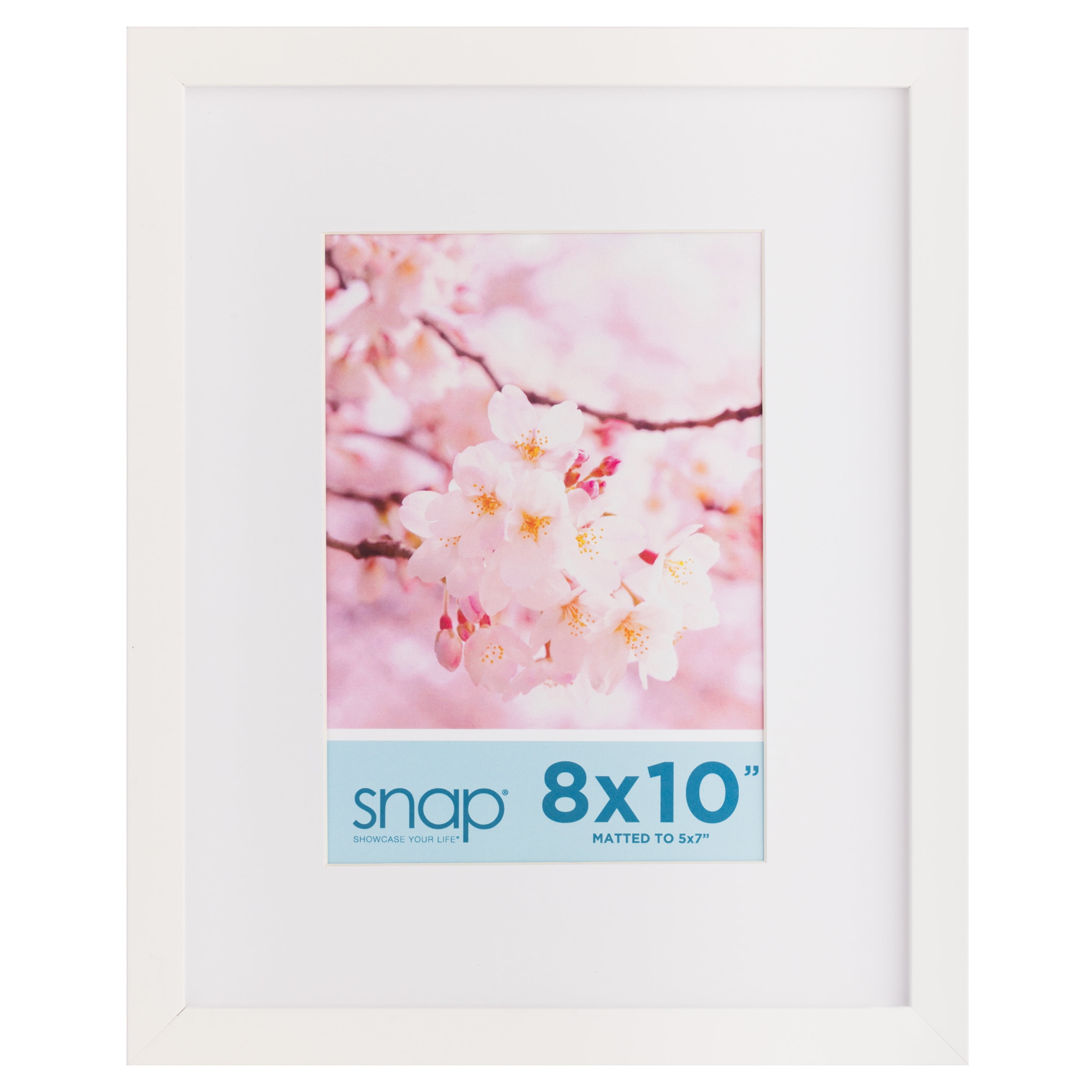 Snap White Matted Picture Frame with Single White Mat and Glass Front, Tabletop or Wall Mount Display, 6" x 8" for 4" x 6" Photo, 1-Pack