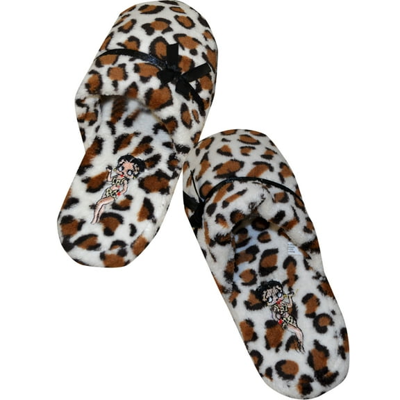 Snap Apparel Womens Betty Boop Leopard Print Scuff Slippers (5/6)