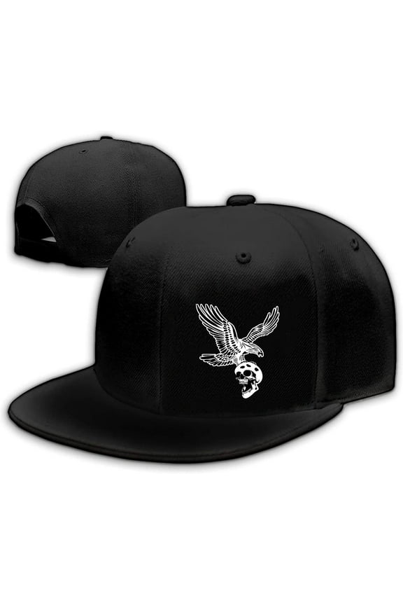 Snap Backpack Hat for Men Skull Hat Snapback Hats Flat Bill Baseball Cap Adjustable Skeleton Hand Black
