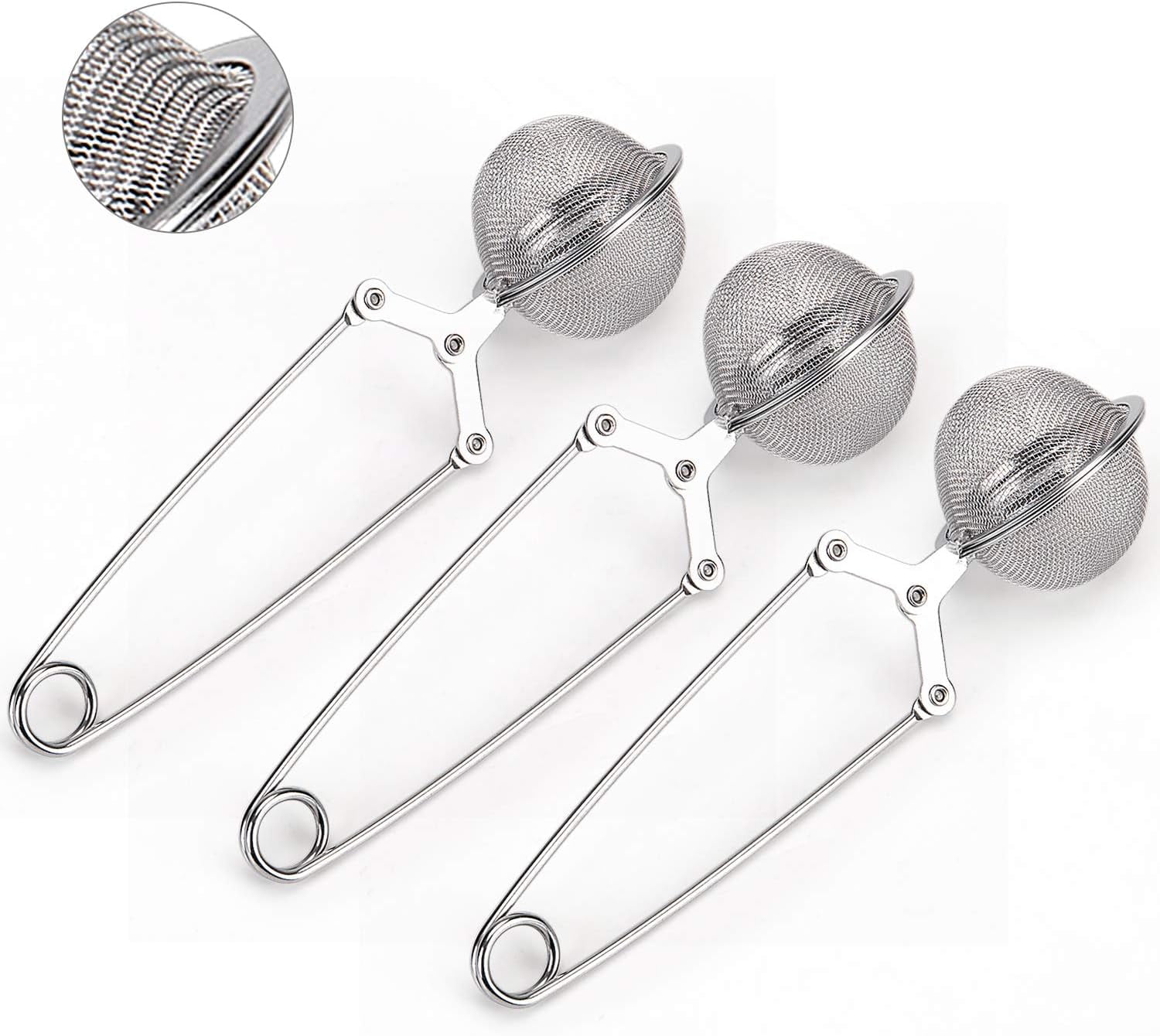 Snap Ball Tea Strainer, 3 Pcs Premium Stainless Steel Tea Infuser with