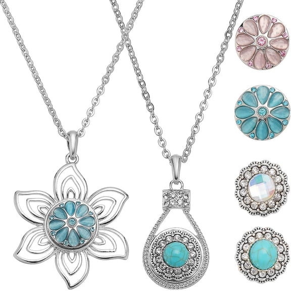 Snap Beads Necklace Making Kits Interchangeable Pendant Necklace Set Alloy Hang Snap Base Pendants for Necklaces Bracelets DIY Accessories