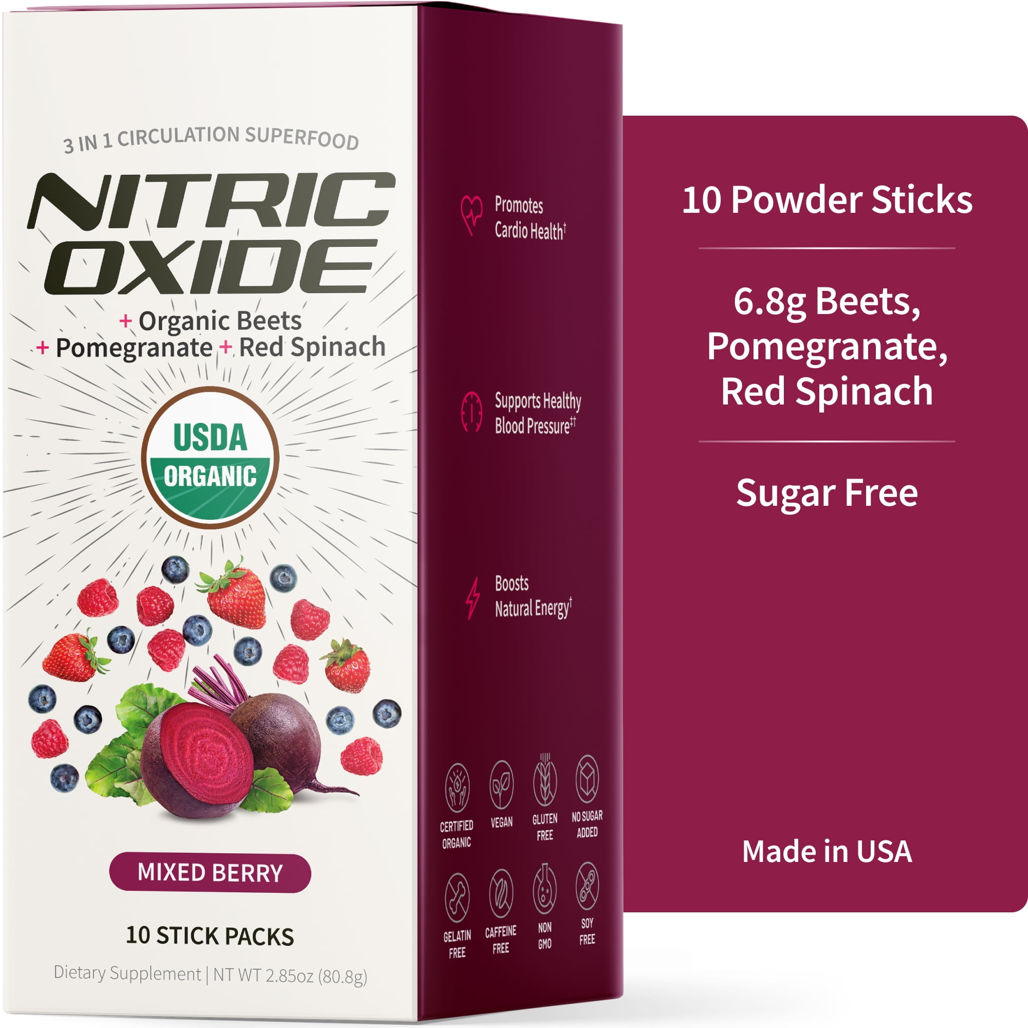 Snap Beet Root Powder Sticks, Nitric Oxide Booster, Stim Free, Heart Healthy Energy, Endurance and Stamina with Antioxidants, Single-Serve Packs