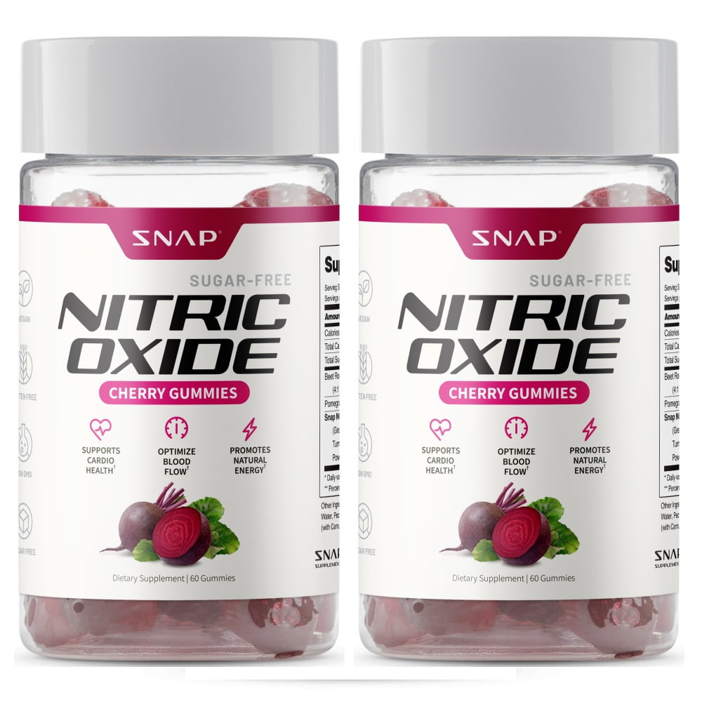 Snap, Beetroot Nitric Oxide Gummies, Natural Energy Boost, Blood Pressure Support, Sugar-Free, 60 Count, 2-Pack