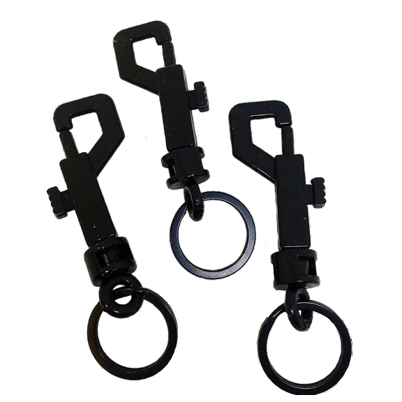 Snap Bolt 3 Pcs Key chain Hooks Lightweight & Durable 2.75"x0.83" Black Plastic Spring Snap Hooks -Come with Black Key Ring