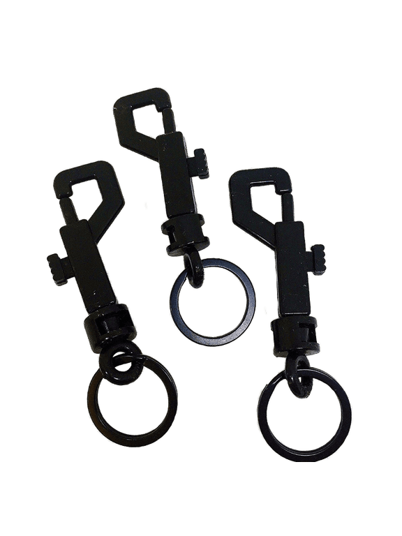 Snap Bolt 3 Pcs Key chain Hooks Lightweight & Durable 2.75"x0.83" Black Plastic Spring Snap Hooks -Come with Black Key Ring