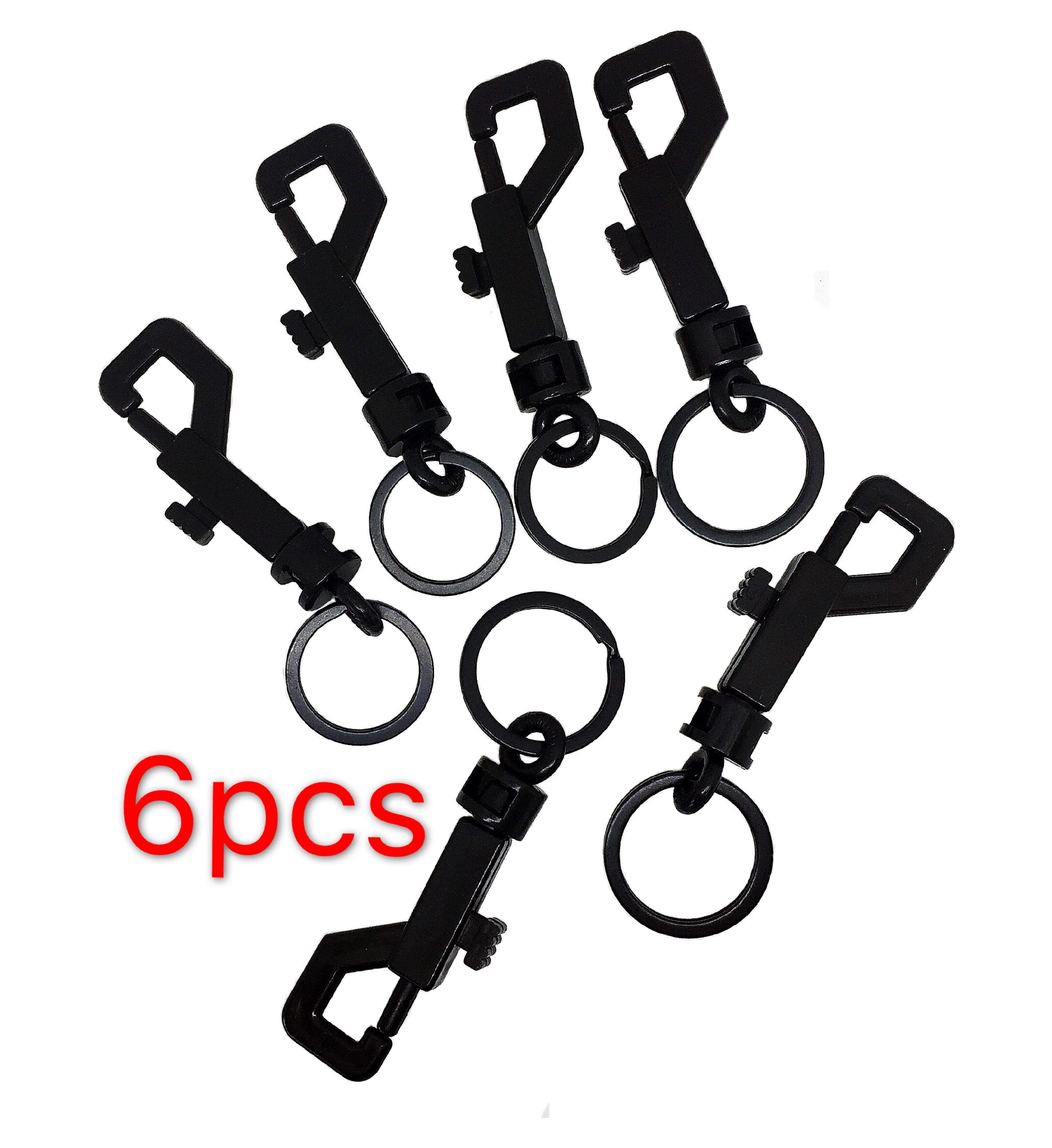 Snap Bolt 6 Pcs Key chain Hooks Lightweight & Durable 2.75x0.83 Black  Plastic Spring Snap Hooks -Come with Black Key Ring 