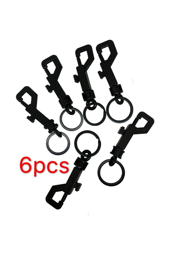 Snap Bolt 6 Pcs Key chain Hooks Lightweight & Durable 2.75"x0.83" Black Plastic Spring Snap Hooks -Come with Black Key Ring
