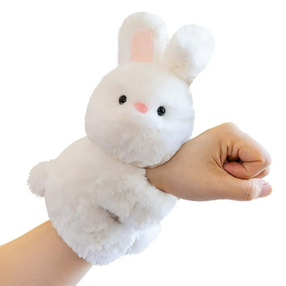 Snap Bracelet Stuffed Animals, 7 Inches Rabbit Plush Toy, Slap Bracelets for Kids, Stocking Stuffers Goodie Bags Stuffers Exchanging Gifts Classroom Prizes Birthday Holiday for Boys Girls