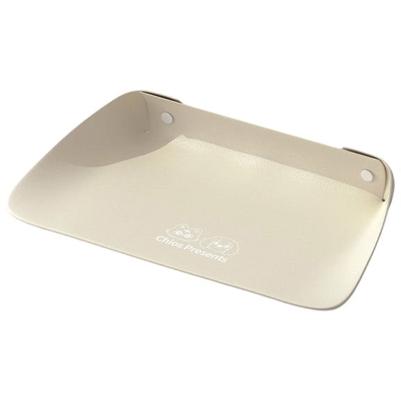 Snap-Button Faux Leather Pet Feeding Mat, 17.7" x 11.8" Waterproof Cat Feeding Mat | Mess-Proof High-Edge Tray for Bowls, Water Fountains and Small Pets