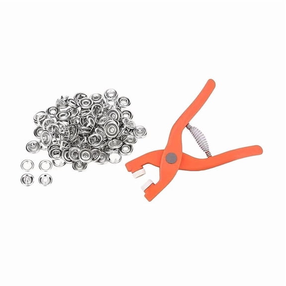 Snap Button Kit, 100 Sets 0.37'' Metal Snap Buttons with Fastener Pliers Press Tool and Box, No Sewing Rust Proof DIY Press Studs Button Fix Tools Perfect for DIY Crafts Clothes Hats
