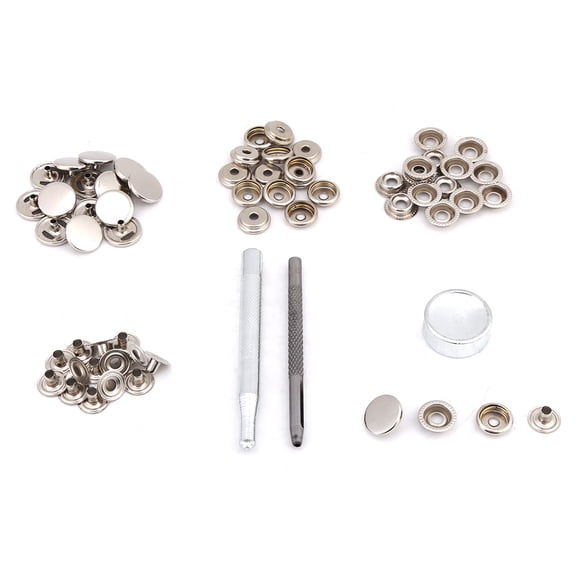 Snap Button Metal Press Stud Snap Button Fastener for Leather Clothes Jacket Repairsilver 3pcs tool, Snap ButtonLeather Clothes Button Jacket Repair Leather Leather Repair
