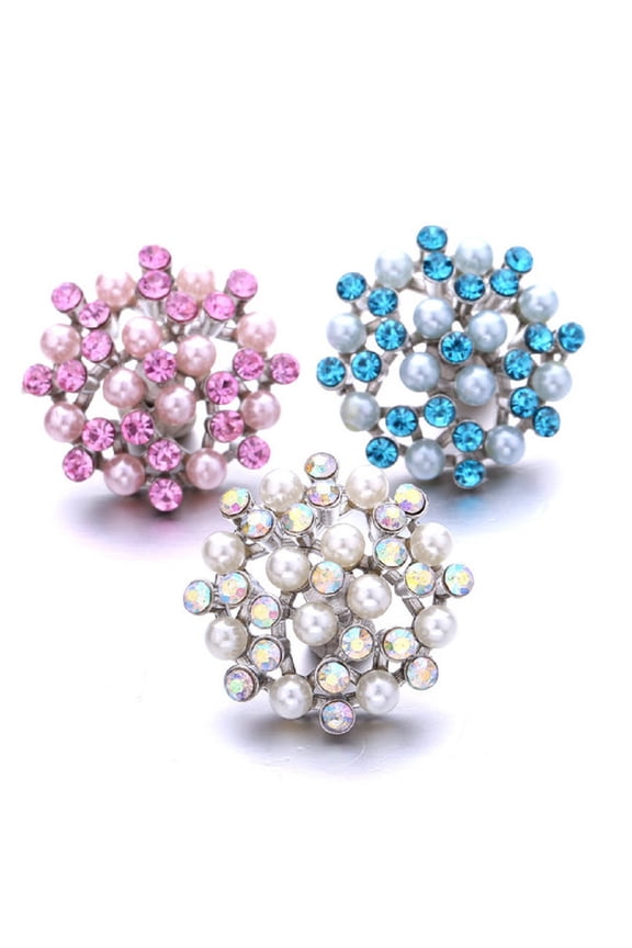 Snap Button Pretty flower crystal Interchangable Jewelry 18mm Free Accessory