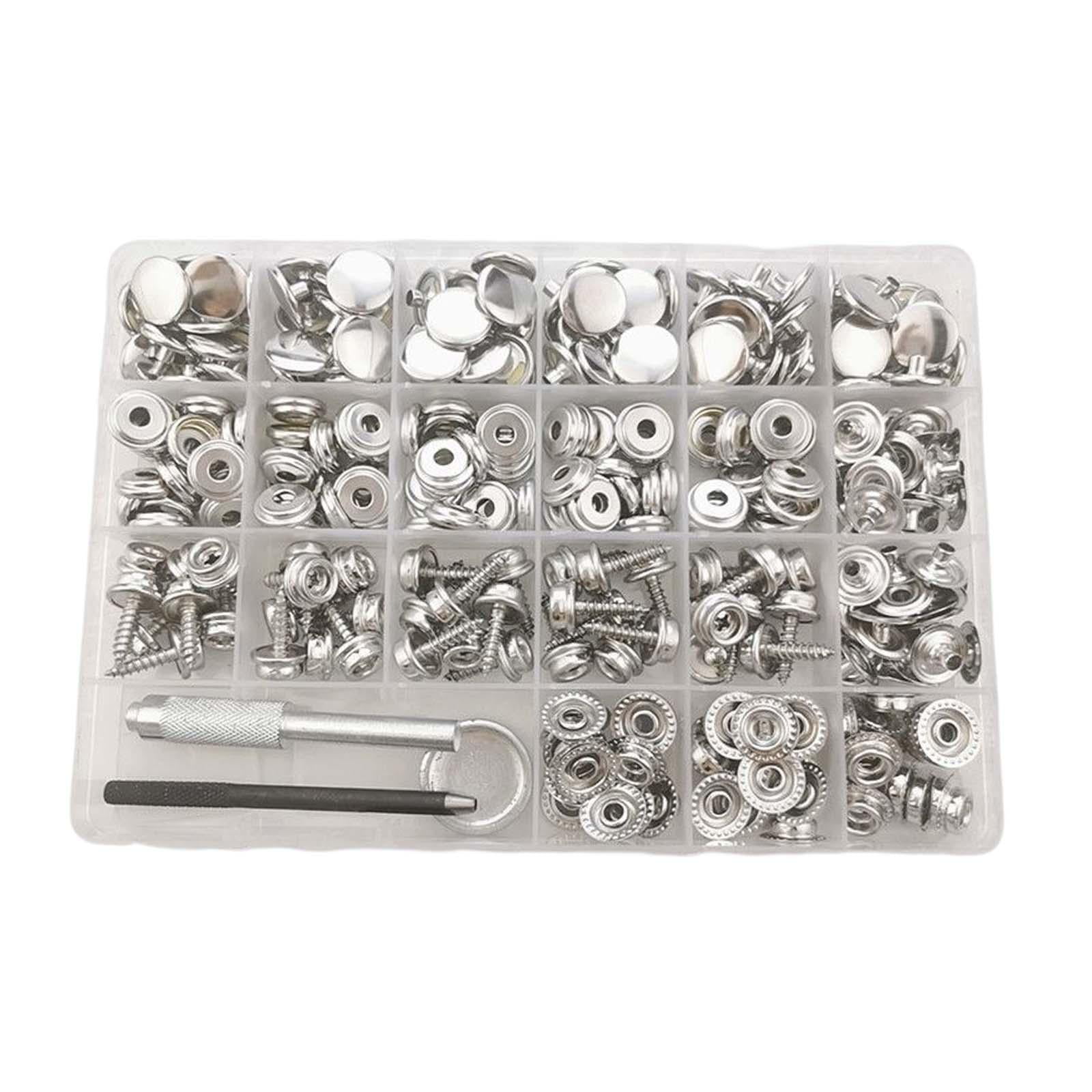 100 Sets 9.5mm Snap Buttons Heavy Duty Rust Resistance Ring Snaps Color Metal Snap Fasteners Kit DIY Hollow Snap Fastener Set for Baby Children's