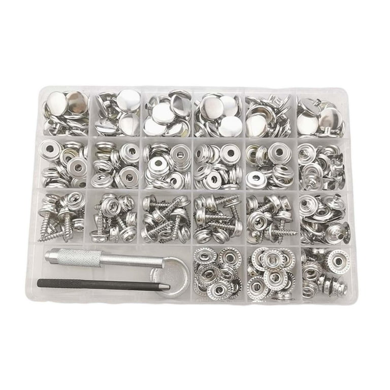 HOTBEST 10 Sets Snap Fasteners Kit Metal Snaps Fasteners Sew-on Snap  Buttons Heavy Duty Leather Snap Fasteners with Material Hole Punch and  Setting