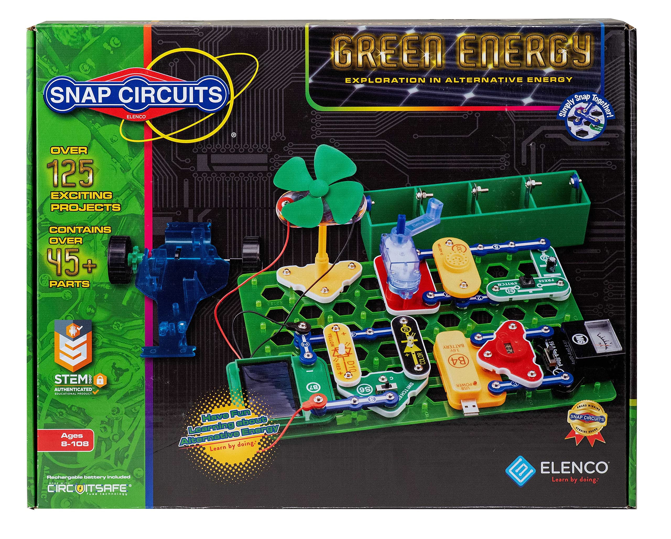 Snap Circuits Green Energy DHF10 Electronics Exploration Kit Over 125